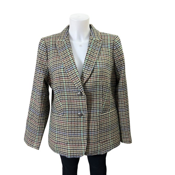 Talbots Shetland Wool Blend Notched Blazer Coat in Lively Plaid sz 14P NEW - Picture 1 of 9
